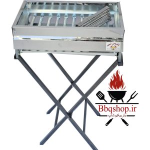 کبابپز گازی استیل 10چدن پایه بلند ققنوس شعله