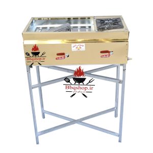 کباب پز گازی خانگی پلوپزدار استیل طلایی